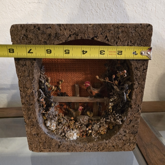 Vintage 1970's Cork Framed Miniature Pheasant Farm Scene Diorama - Picture 8 of 10